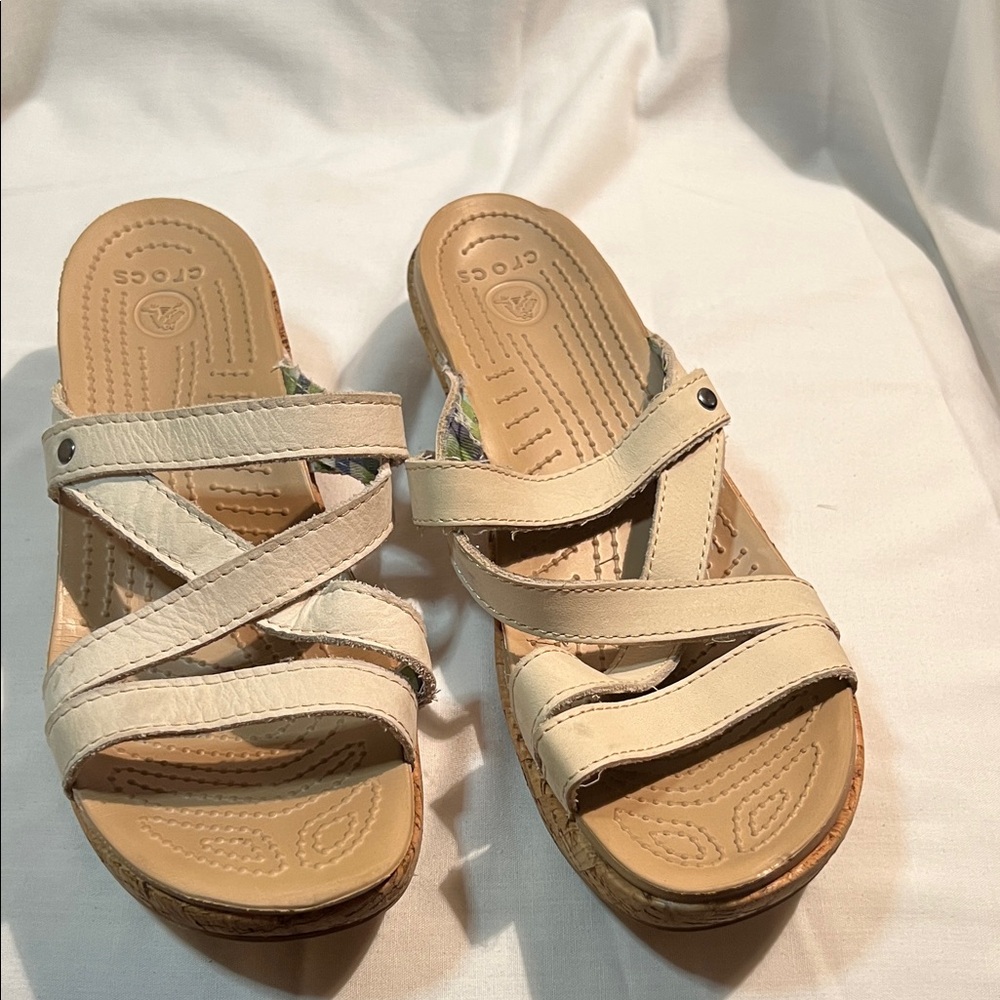 CROCS Cream Strappy Sandals